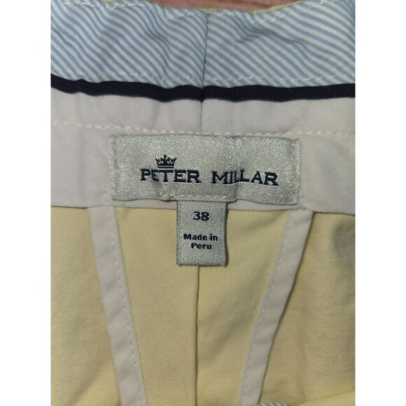Peter Millar Mens Yellow Cotton Chino Shorts 38 Classic Fit - Picture 3 of 5